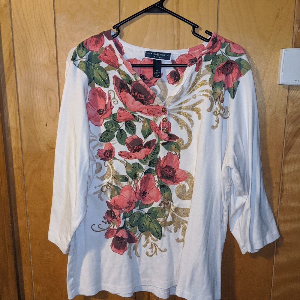 Karen Scott floral blouse